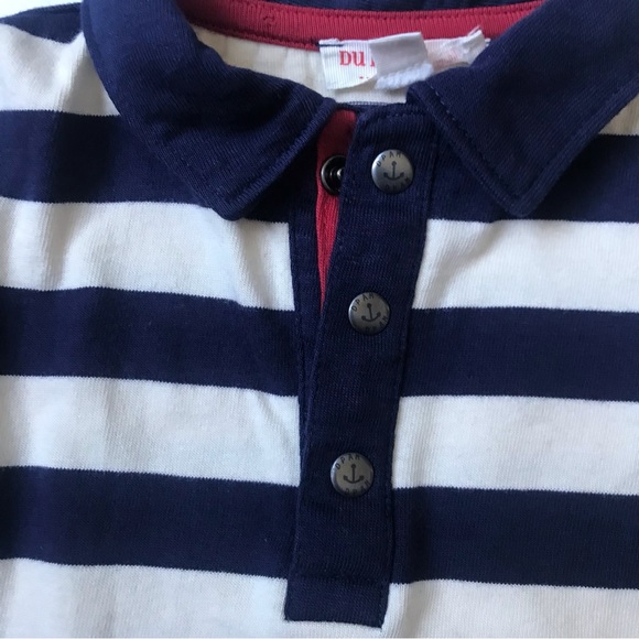 NWOT Du Pareil Au Même (DPAM) Blue Striped Long Sleeve Shirt, Size 9 Months. - Picture 2 of 5